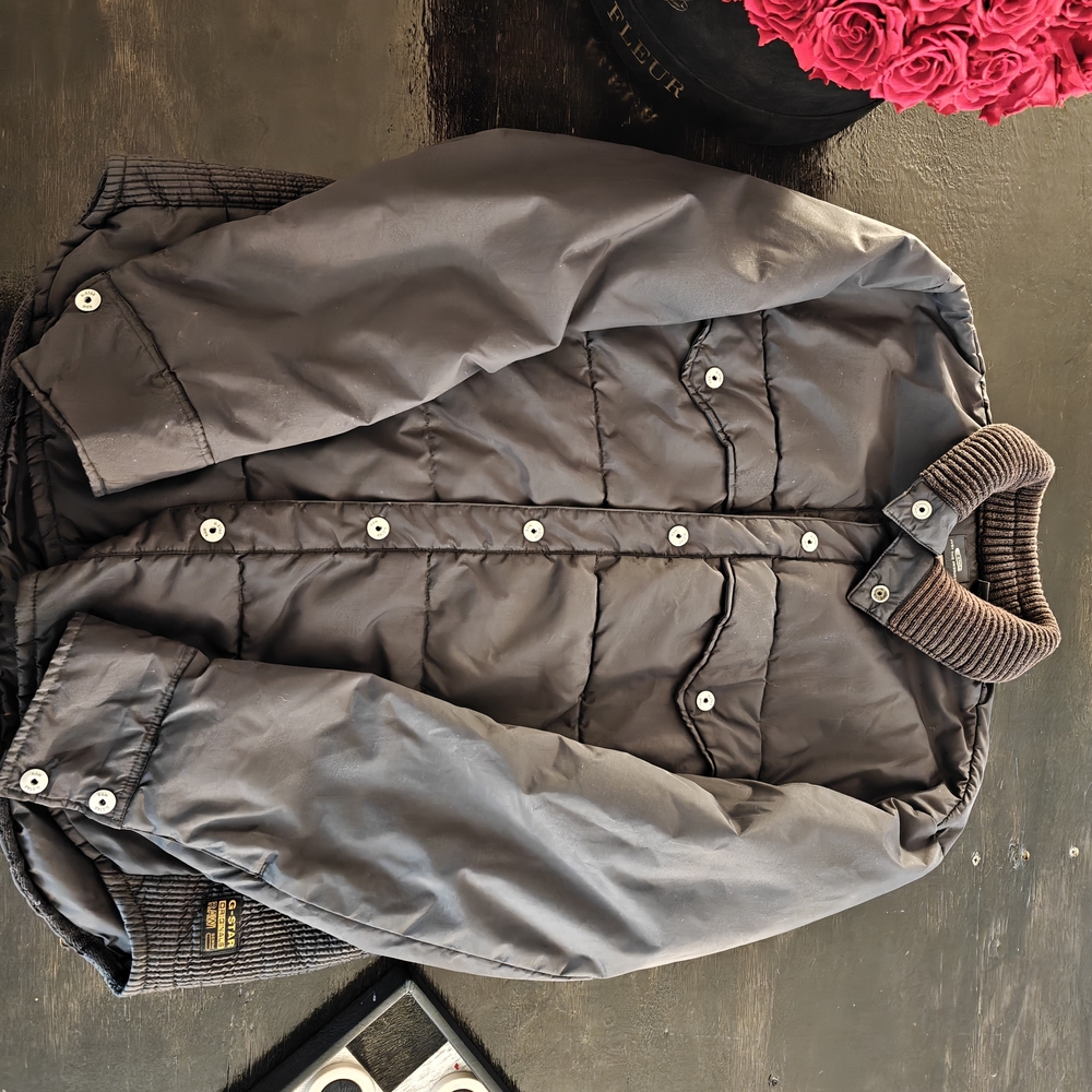 G-Star Black Puffer Jacket with Ribbed Collar